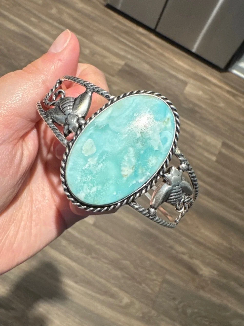Turquoise honeybee cuff bracelet